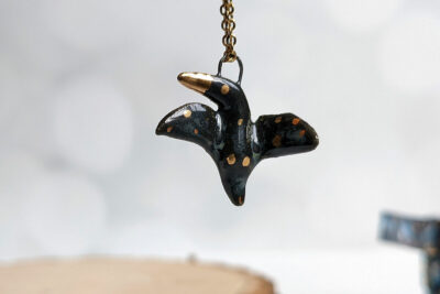 scorpio crow pendant porcelain gold