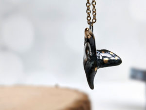 scorpio crow pendant porcelain gold