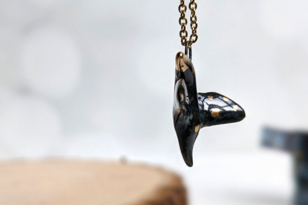 scorpio crow pendant porcelain gold