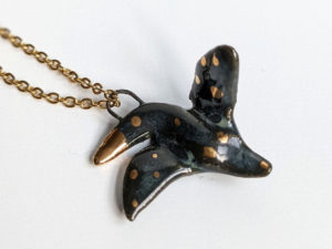 scorpio crow pendant porcelain gold