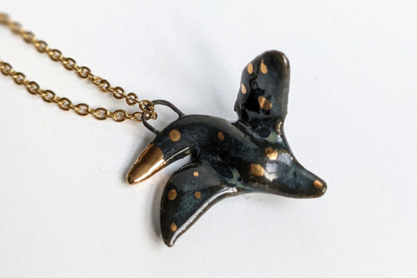 scorpio crow pendant porcelain gold