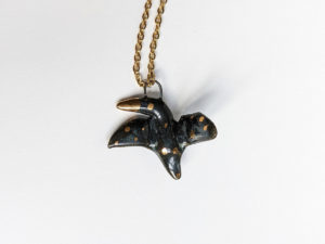 scorpio crow pendant porcelain gold