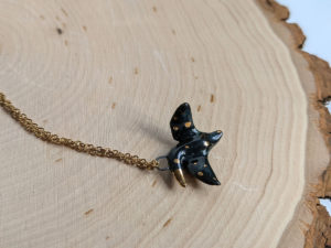 scorpio crow pendant porcelain gold