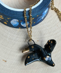 scorpio crow pendant porcelain gold