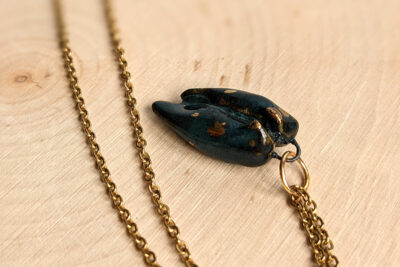 gemini love birds pendant porcelain gold