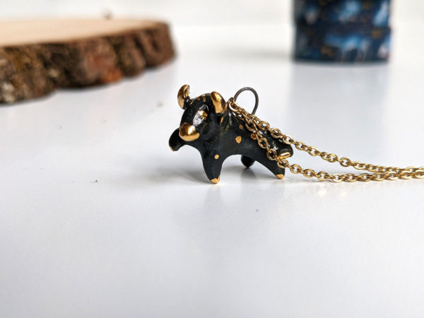 Ceramics pendant zodiac taurus