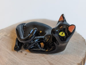 chat noir porcelaine