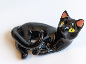 chat noir porcelaine