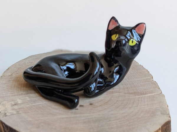 chat noir porcelaine