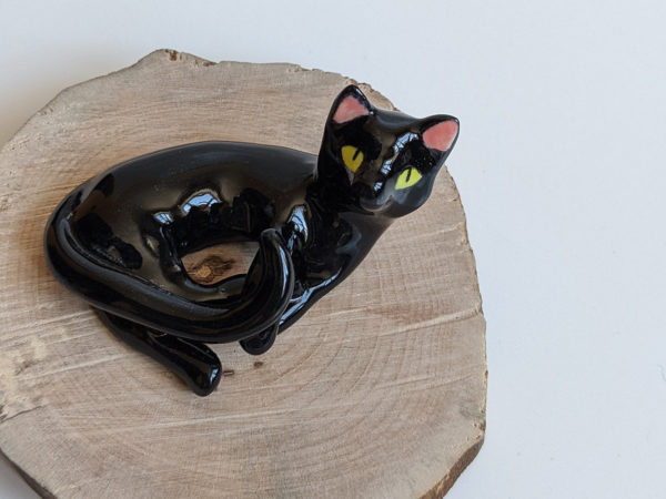 chat noir porcelaine