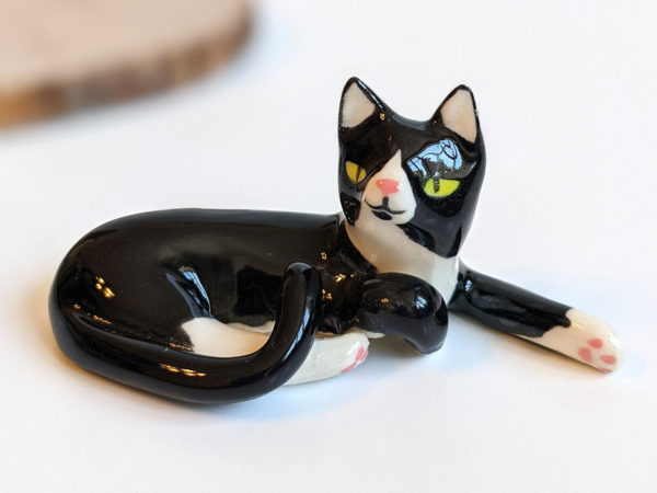 porcelain tuxedo cat