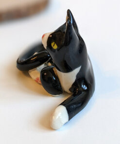 porcelain tuxedo cat