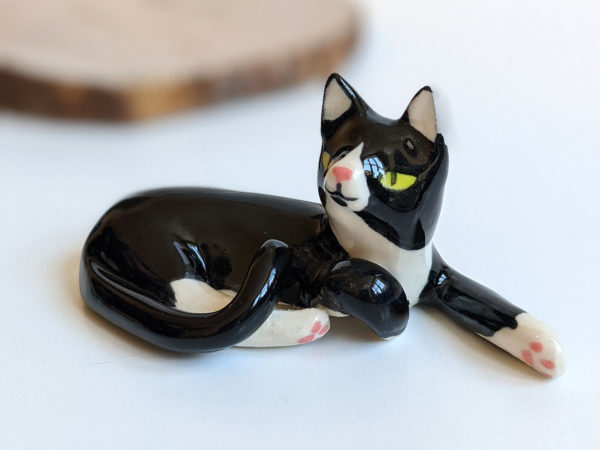 porcelain tuxedo cat