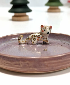 snow leopard jewelry dish
