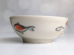 handmade koi porcelain bowl