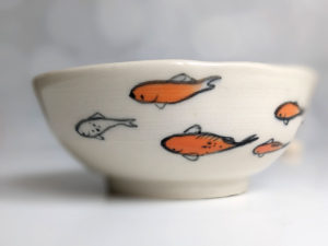 handmade koi porcelain bowl