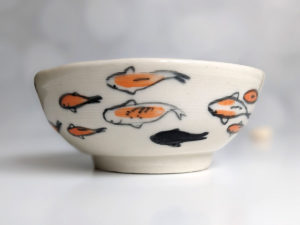 handmade koi porcelain bowl