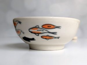 handmade koi porcelain bowl