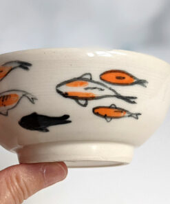 handmade koi porcelain bowl