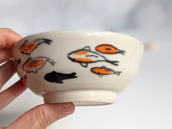 handmade koi porcelain bowl