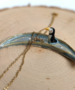 moon shaped penguin jewelry dish