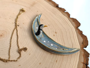 moon shaped penguin jewelry dish