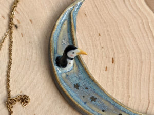 moon shaped penguin jewelry dish