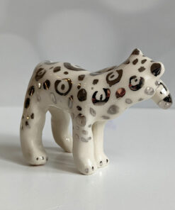 porcelain figurine snow leopard tail white gold
