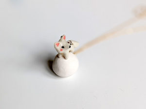 porcelain pendant arctic fox gold handmade