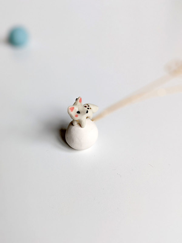 porcelain pendant arctic fox gold handmade