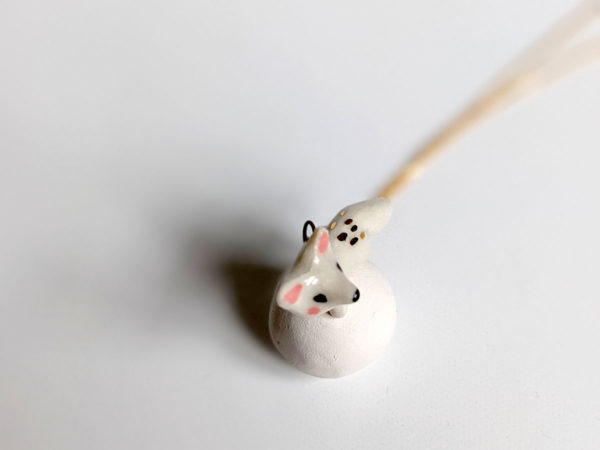 porcelain pendant arctic fox gold handmade