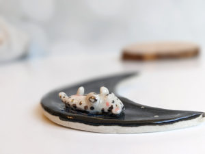 snow leopard jewelry dish