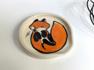 handmade red fox spoon rest