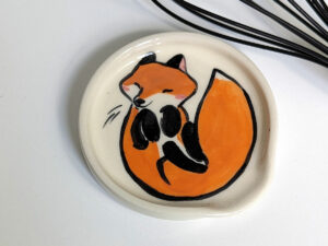 handmade red fox spoon rest
