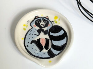 cute handmade raccoon spoon rest