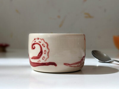 Handmade Porcelain Tumbler - Octopus - Red - Image 3