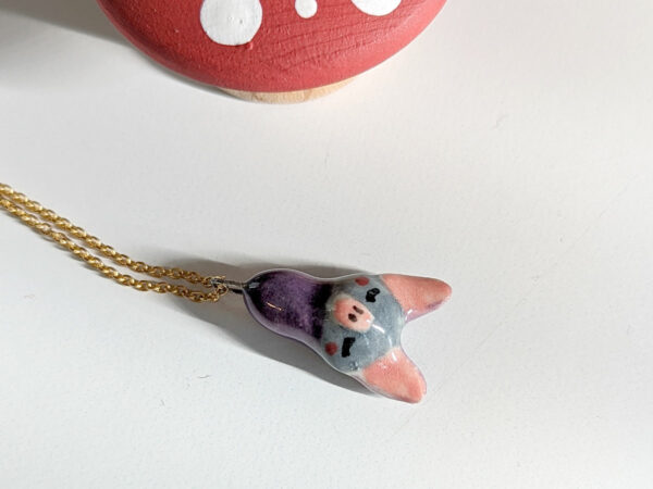 porcelain pendant bat sleepy cute