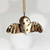 barn owl pendant with gold - open wings