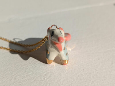 Porcelain Pendant : Opossum Screaming and gold - Image 5