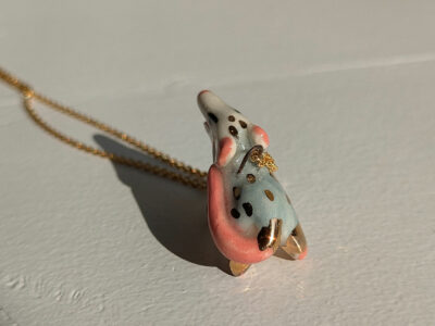 Porcelain Pendant : Opossum Screaming and gold - Image 7