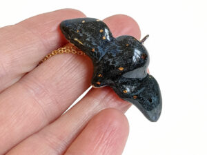 barn owl pendant with gold - open wings