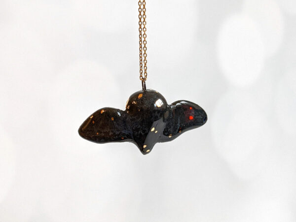 barn owl pendant with gold - open wings