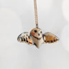 barn owl pendant with gold - open wings