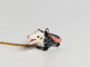 screaming opossum pendant porcelain