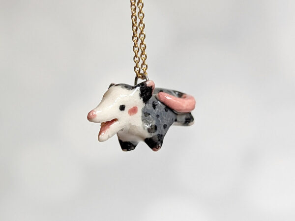 screaming opossum pendant porcelain