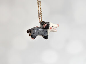 screaming opossum pendant porcelain