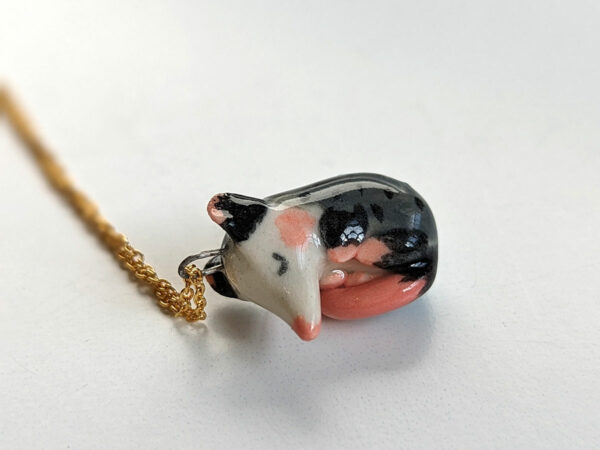 sleepy opossum cute porcelain pendant