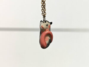 adorable sleeping opossum pendant in porcelain