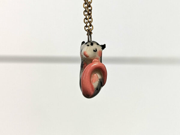 adorable sleeping opossum pendant in porcelain
