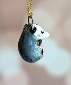 sleepy opossum cute porcelain pendant